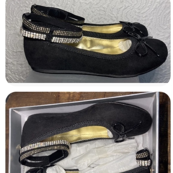 STUART Weitzman Girls Fannie Glow Rhinestone Designer Dress Flats Shoes, Size 2 - Picture 1 of 15